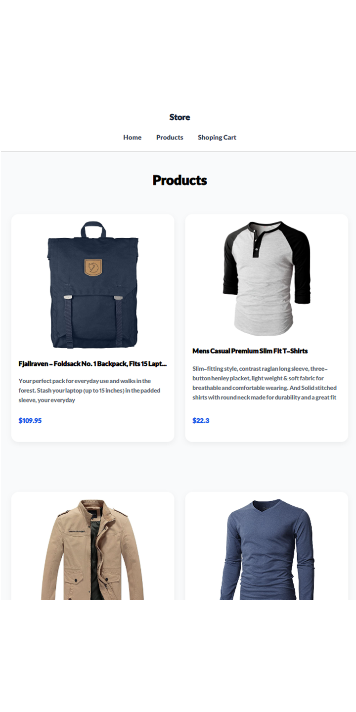 Fake Store Project mobile 1