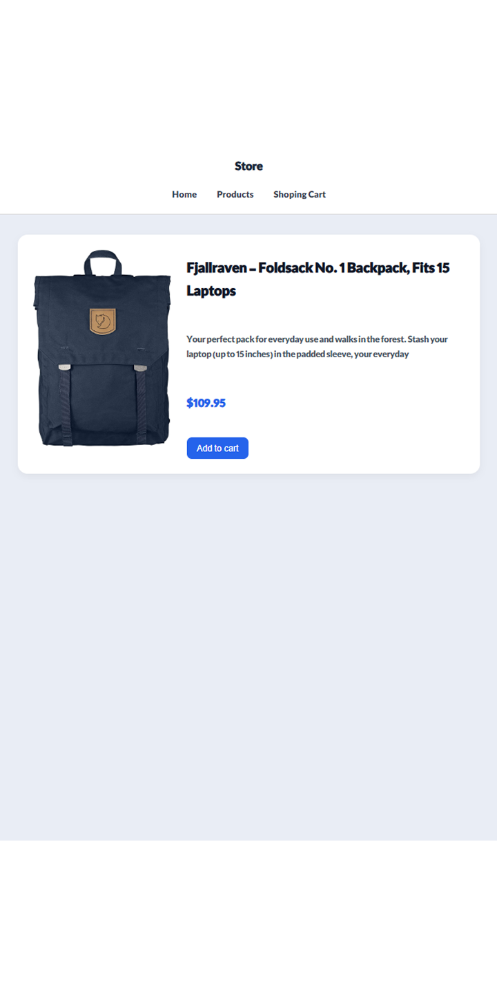 Fake Store Project mobile 2