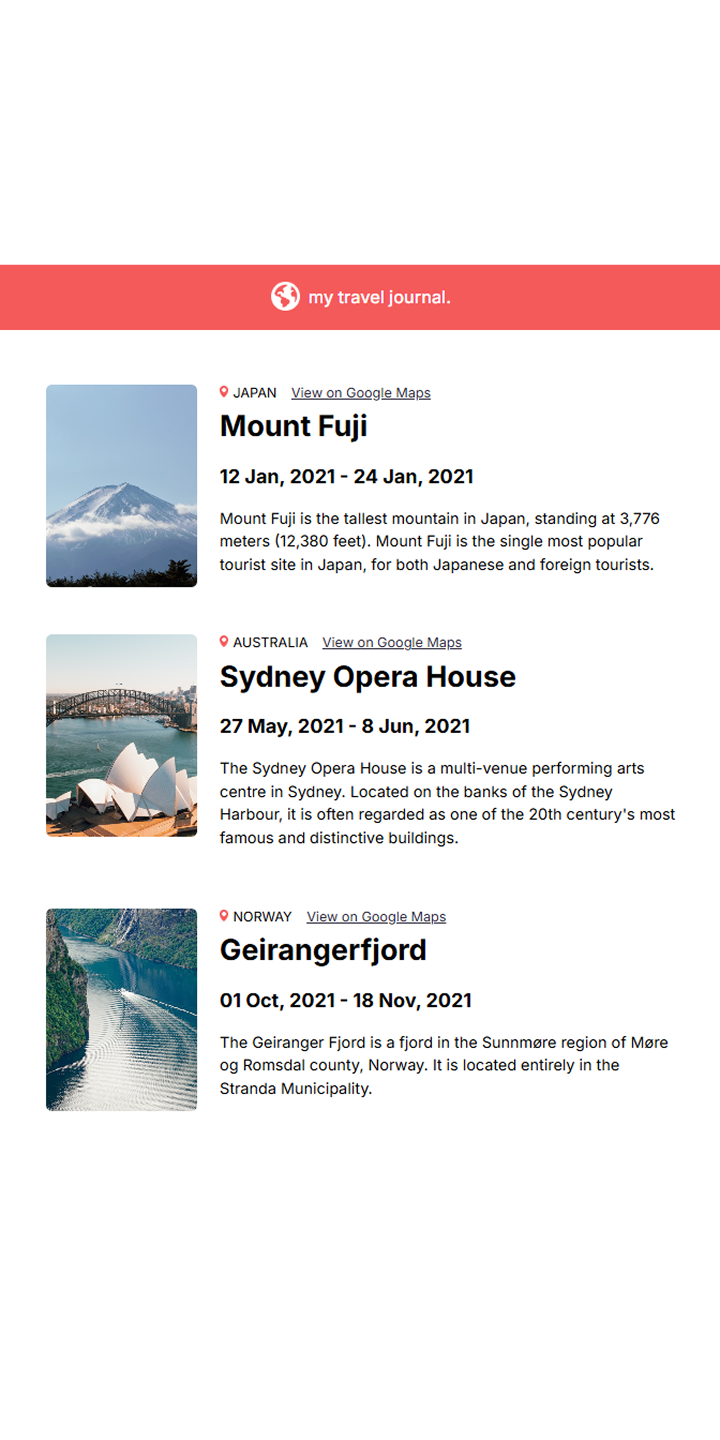 Travel Journal mobile 1